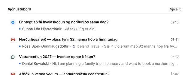 Þjónustuborð í Grunni: opin mál í einni biðröð með stöðu og þjónustufresti