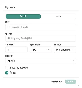 Samþykkt tilboð í Grunni verður að áskrift með endurteknum tekjum